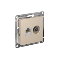 ATLASDESIGN РОЗЕТКА двойная ТВ + компьютерная RJ45, кат. 5Е, ПЕСОЧНЫЙ