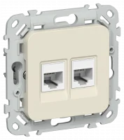 FLITE Розетка 2-местная компьютерная RJ45 категория 5Е UTP РК5е-2-0-ФлСл сливочный IEK