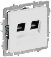 BRITE Розетка компьютерная двойная кат.5E RJ45 РК10-2-БрАБ арктический белый IEK
