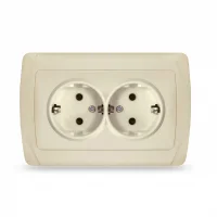 Маргарита розетка двухместная  с/з, с/у, 16А, 220В, сл.кость (ivory) (еврослот)