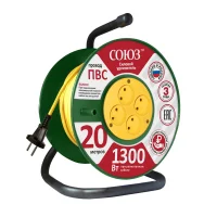 Удлинитель ТМ Союз силовой на катушке с 4  гнезда 1300 Вт 20м