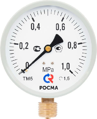 Манометр М2 радиальный ТМ-510Р.00 0...1.0 МРа М20х1.5 кл.т 1.5 ,цвет-серый